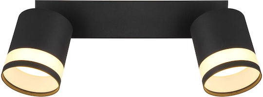 Globo Lighting Διπλό LED Θερμό Λευκό Σποτ σε Μαύρο Χρώμα