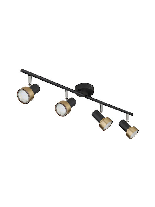 Globo Lighting Σποτ με 4 Φώτα σε Μαύρο Χρώμα
