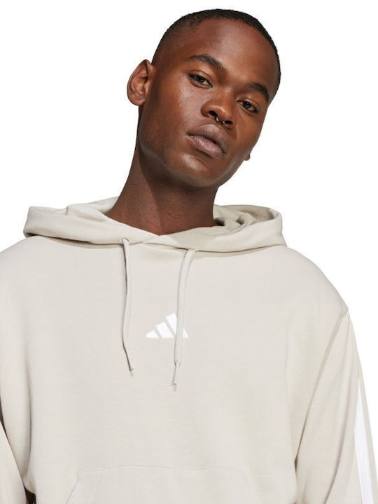 3-stripes French Terry Φούτερ με Κουκούλα Μπεζ