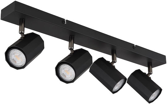 Globo Lighting Spot Cu 4 Lumini Și Cu Bază De Bec GU10 În Culoare Neagră
