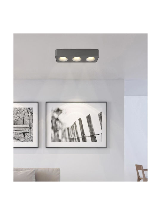 Globo Lighting Τριπλό LED Θερμό Λευκό Σποτ σε Γκρι Χρώμα