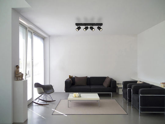 Globo Lighting Spot Cu 4 Lumini Și Cu Bază De Bec GU10 În Culoare Neagră