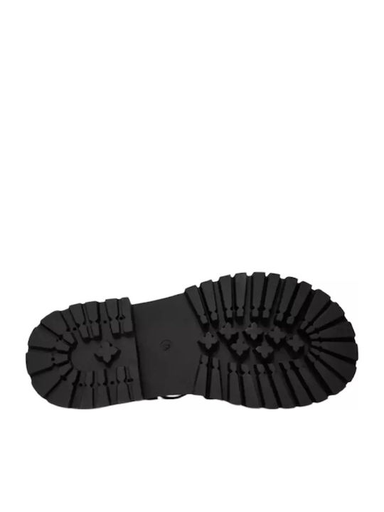 Leather Women's Flat Sandals in Black Color