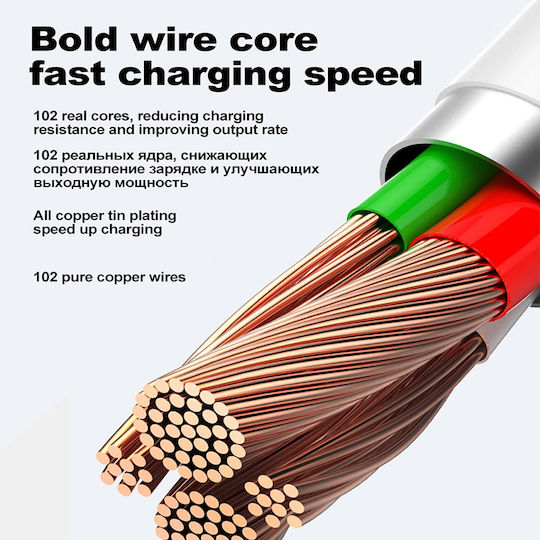 Leewello USB 2.0 Cable USB-C male - USB-C 60W Λευκό 1m
