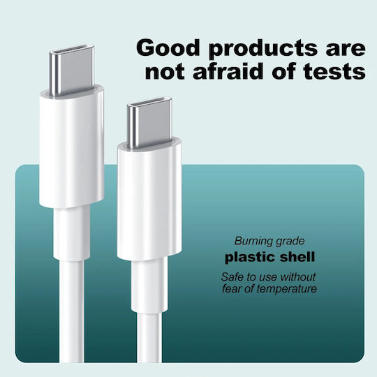 Leewello USB 2.0 Cable USB-C male - USB-C 60W Λευκό 1m