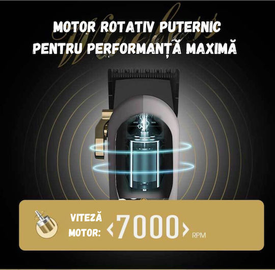 Επαγγελματική Επαναφορτιζόμενη Κουρευτική Μηχανή Μαύρη