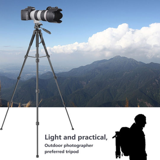 Professional Aluminum Tripod Monopod with Triple Rotation Head Jmary Kp-2274 167 Cm Max – Black