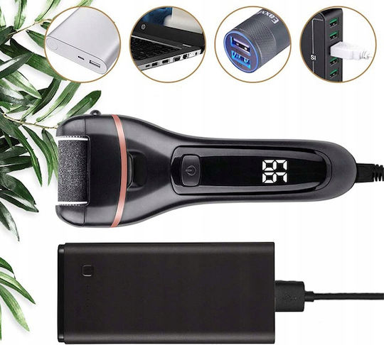 Set Newevo Pila Electrică pentru Călcâie cu Afișaj Digital, Baterie 1200 mAh, 2 Viteze, 2400 Rpm, 6 Capete Incluse, Lanternă LED, Accesorii Incluse, Îndepărtează Pielea Moartă