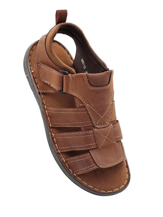 Leder Herrensandalen in Tabac Braun Farbe