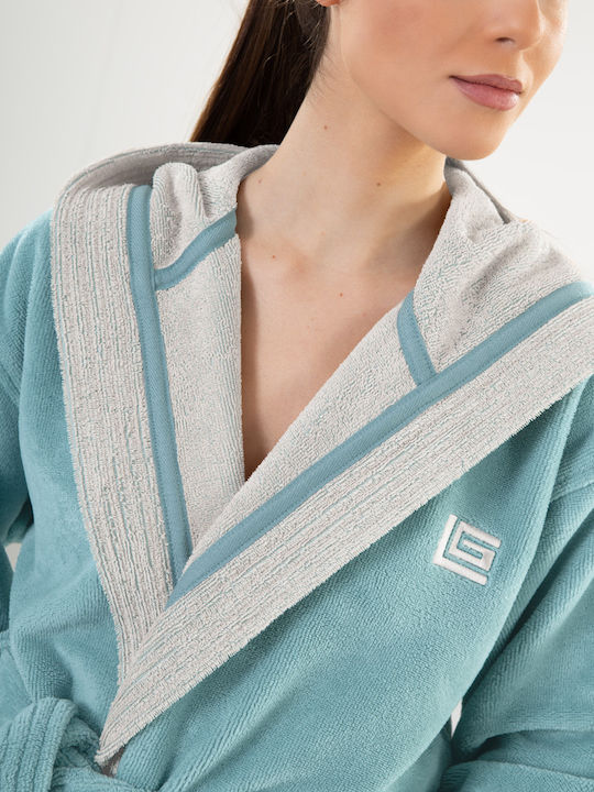 Guy Laroche Monogram Bathrobe with Hood Ocean
