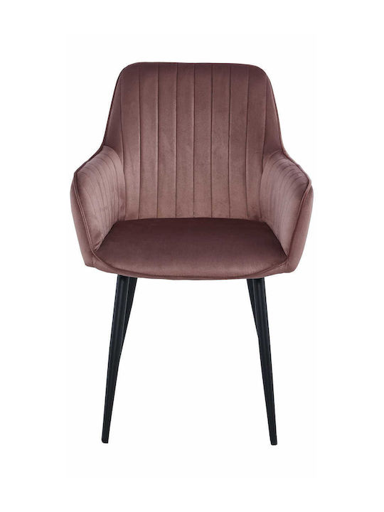 Solden Stühle Speisesaal Pink Velvet / Black 2Stück 85x55x58cm