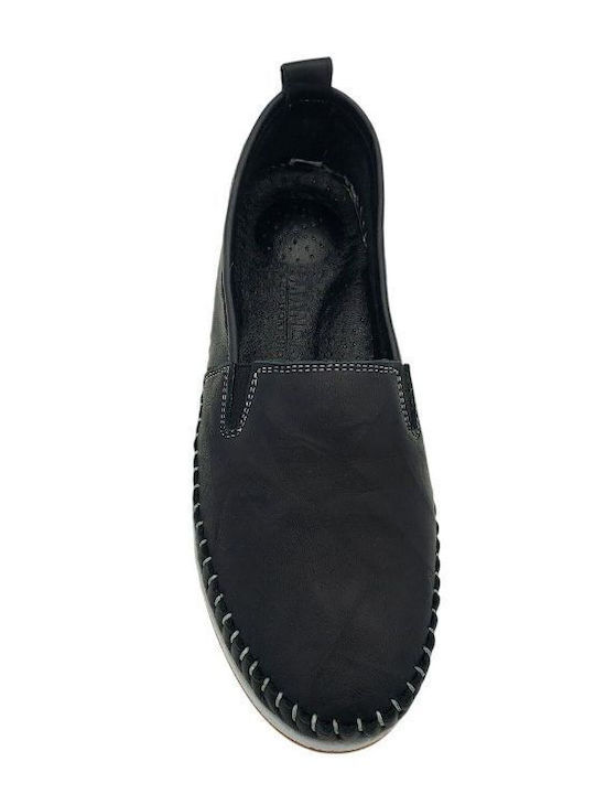 Ανατομικά Γυναικεία Slip-On Δερμάτινα Μαύρα
