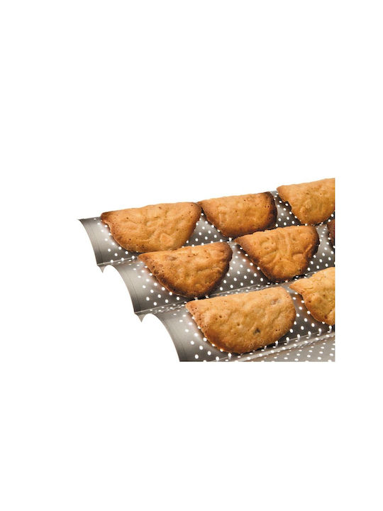 Tavă de Copt Perforată cu 3 Mânere Ibili din Oțel Inoxidabil 38x24 Cm Argintiu