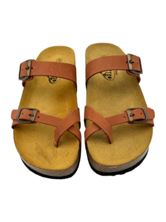 Bombay Sandale Flatforme de Piele pentru Damă Portocalii