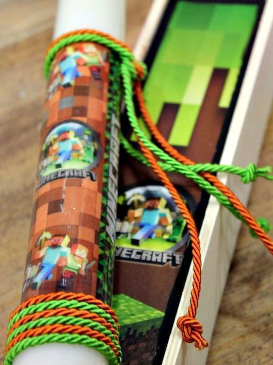 Πασχαλινή Λαμπάδα Minecraft Στρογγυλή με Κουτί 28εκ.