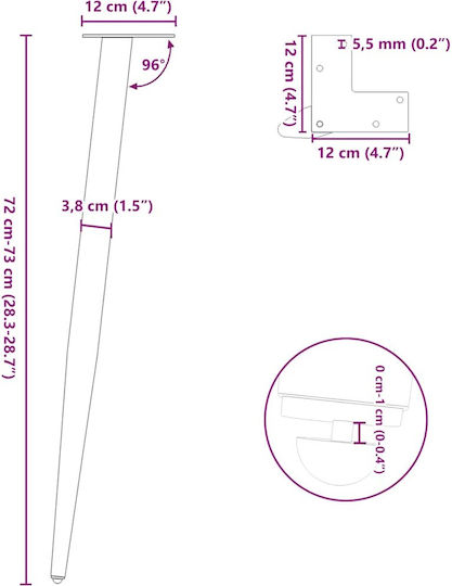vidaXL Picior Metalic Mobilier 4 Bucăți Potrivit Pentru Masă / Măsuță 72cm Alb