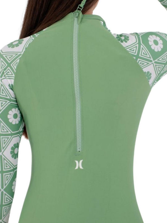 Hurley Long-Sleeved One Piece Swimsuit With Zipper Green
