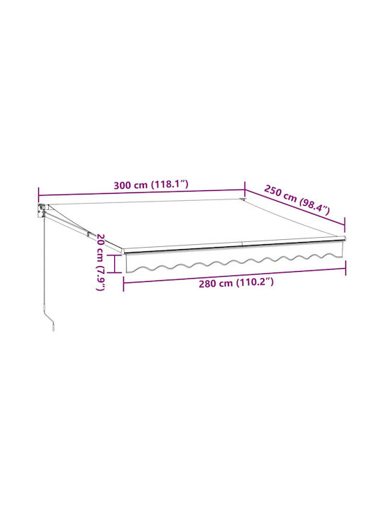 vidaXL Τέντα Βεράντας με Led Καφέ 3x2.5m