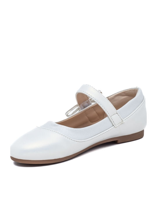 Kids Ballerinas with Hoop & Loop Closure White