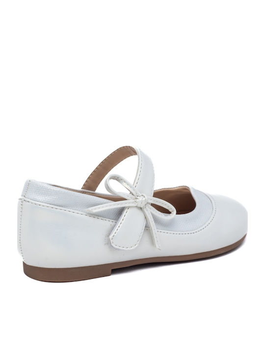 Kids Ballerinas with Hoop & Loop Closure White