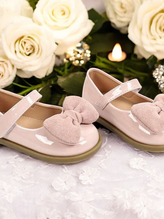 Παιδικές Μπαλαρίνες mit Bügel- und Schleifenverschluss Leder Rosa