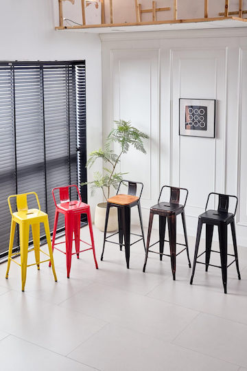 Σκαμπό Μπαρ με Πλάτη Μεταλλικό Lirex Kitrino 5τμχ 41x39.5x75.5εκ.