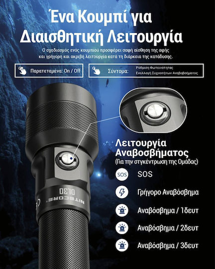 NiteCore Водолазно фенерче LED с яркост 1100lm за дълбочина до 100m