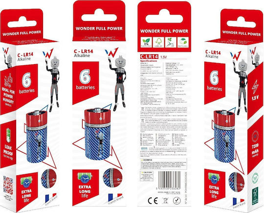 Wonder Alkaline Batteries C 1.5V 6pcs