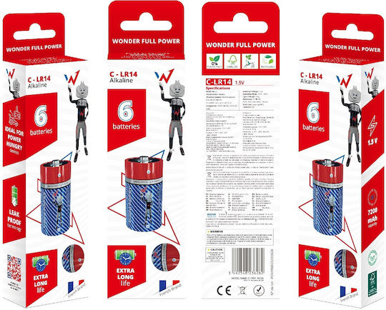 Wonder Alkaline Batteries C 1.5V 6pcs