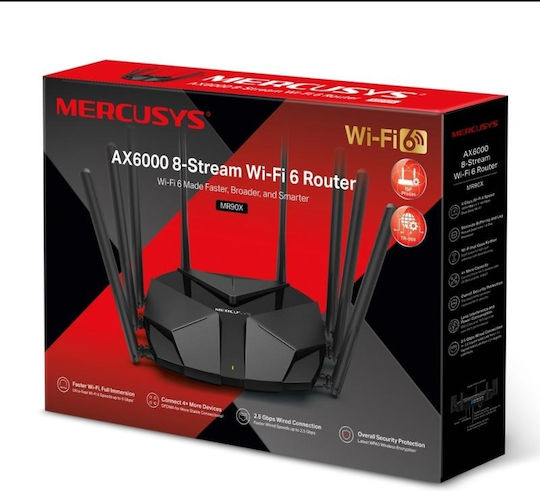 Mercusys MR90X v1 Drahtloser Router Wi-Fi 6 mit 4 Anschlüssen 2.5 Gigabit