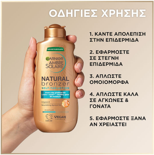 Garnier Ambre Solaire Natural Bronzer Self Tanning Lotion Body Medium 175ml