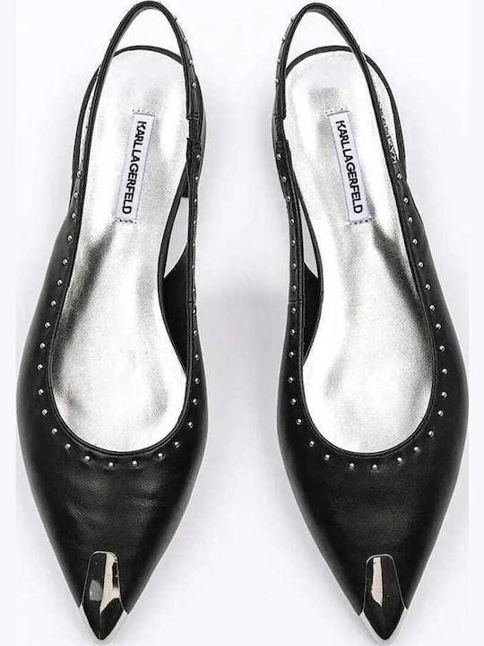 Leather Pointy Slingback Ballerinas Black