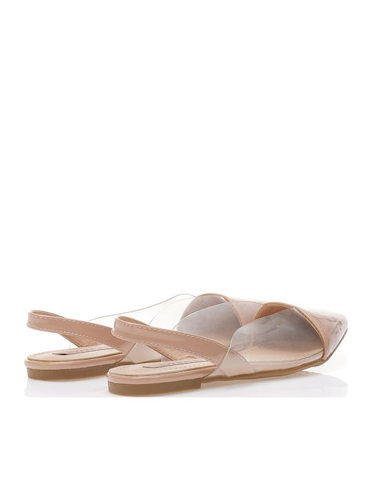 Γυναικείες Μπαλαρίνες Slingback από Λουστρίνι σε Ροζ Χρώμα