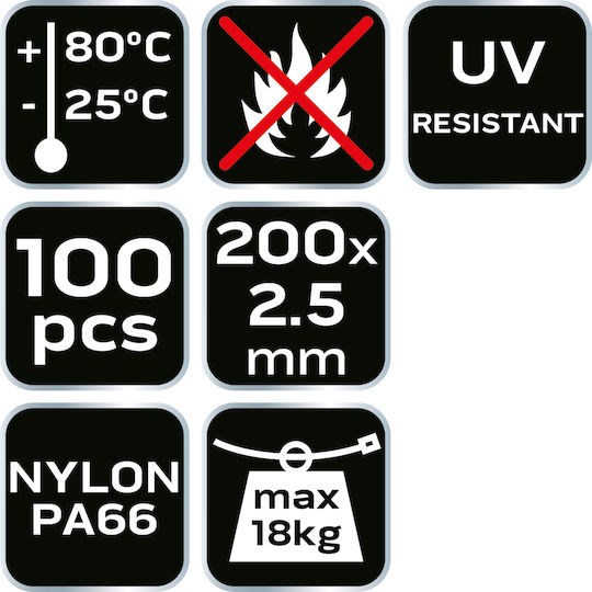 Neo Δεματικό Καλωδίων Πλαστικό 200mmx2.5mm σε Λευκό χρώμα (1τμχ)