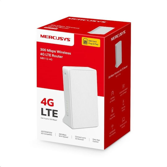 Mercusys MB112-4G v1 Ασύρματο 4G Router Wi‑Fi 4 με 2 Θύρες
