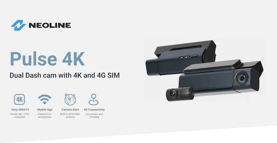 Neoline Pulse Set Camera DVR Auto 4K pentru Parbriz cu Autocolant & Camera de Marsarier