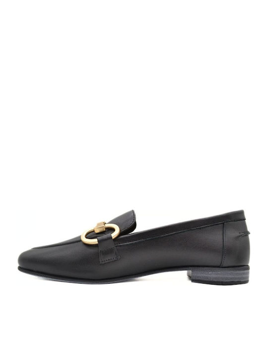 Δερμάτινα Γυναικεία Loafers σε Μαύρο Χρώμα