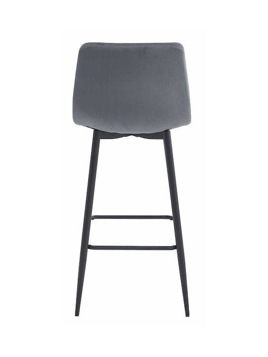 Табуретка Бар с гръбнак Облечено с кадифе Arceto Dark Gray 3бр 46x73x62бр