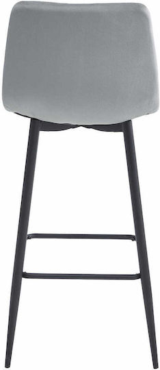 Scaune Bar cu spătar Tapițat cu Catifea Arceto Silver-gray 2buc 55x60x60buc