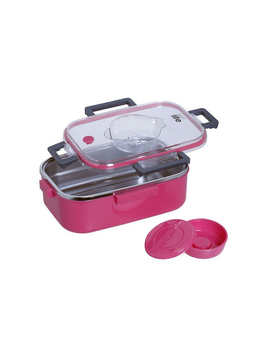 Ecolife Inox Thermo Lunch Box Double Wall Rectangular Pink 850ml