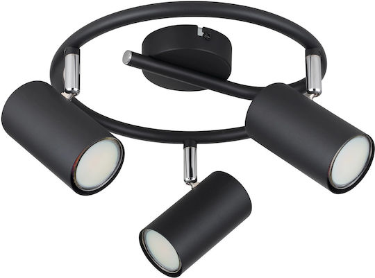 Globo Lighting Dreifach Decken- und Wandleuchte mit GU10 Lampenbirnensockel in Schwarz Farbe