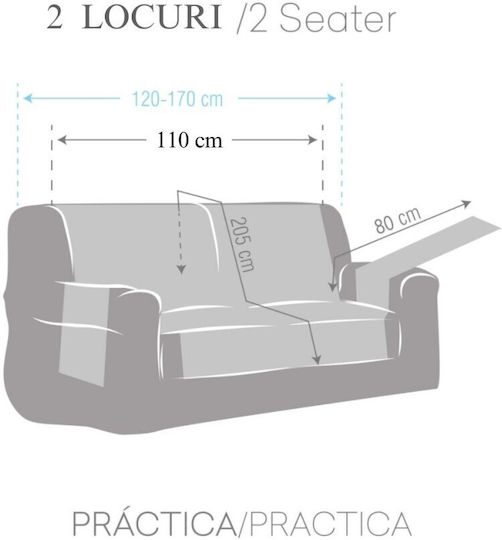 Eysa Oslo Waterproof Elastic Cover for Two Seater Sofa C/03 Blue 170εκ. 1pcs F228063