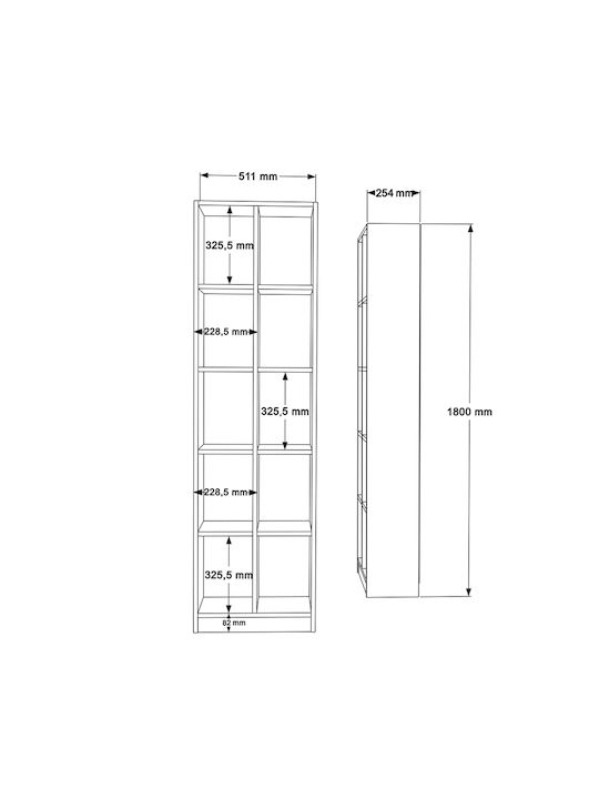 Bibliothek Oteca Natural 51.1x25.4x180cm