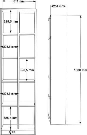 Bibliotecă Oteca Natural 51.1x25.4x180cm