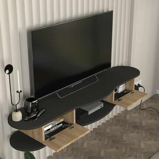 Perk Επιτοίχιο με Φωτισμό Led Ανθρακί - Sepet Oak 150x35x19.2εκ. Perk Επιτοίχιο με Φωτισμό Led Ανθρακί - Sepet Oak 150x35x19.2εκ.