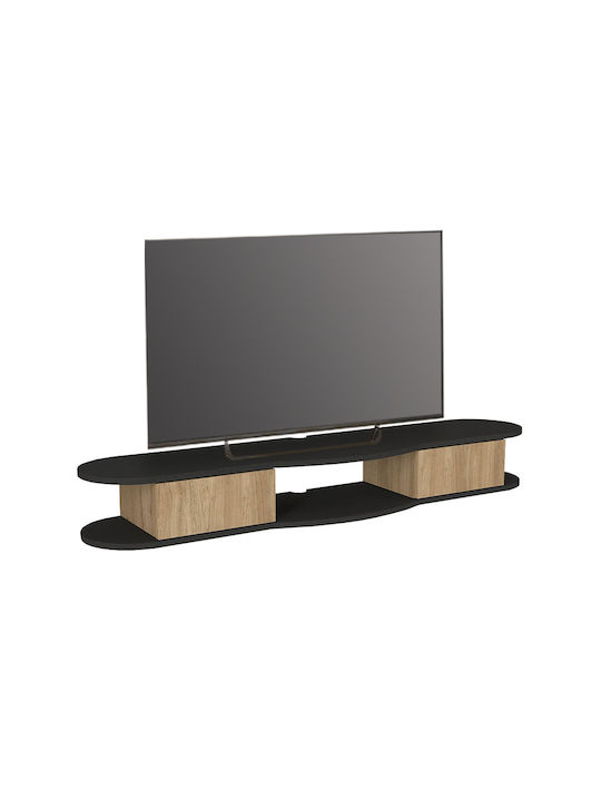 Έπιπλο Τηλεόρασης Perk με Φωτισμό LED Ανθρακί - Sepet Oak Μ150xΠ35xΥ19.2cm