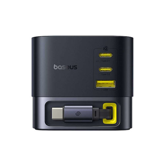 Baseus Suport de Încărcare GaN cu Port USB-A și 2 Porturi USB-C și Cablu USB-C 100W Livrarea energiei în culoarea Negru (P10164001123-00)