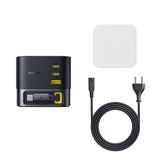 Baseus Suport de Încărcare GaN cu Port USB-A și 2 Porturi USB-C și Cablu USB-C 100W Livrarea energiei în culoarea Negru (P10164001123-00)