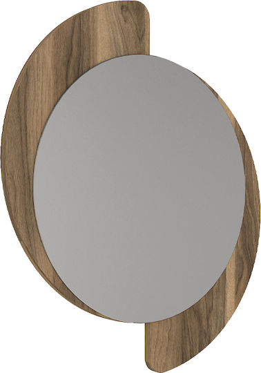 Megapap Sevilla Wandspiegel mit Braun Hölzernes Rahmen Durchmesser 59.2cm 1Stück