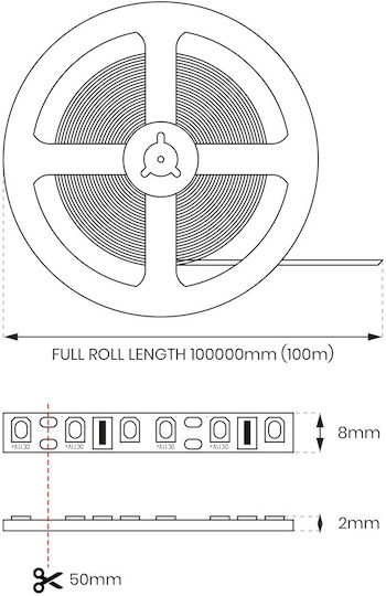 Eko Light Ταινία LED Φυσικό Λευκό Φως 100m Τύπου SMD2835